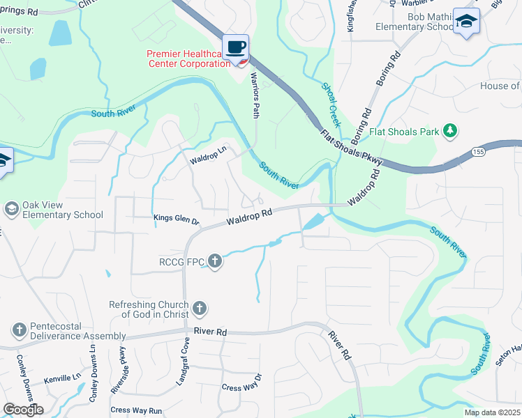 map of restaurants, bars, coffee shops, grocery stores, and more near 3502 Sleeping Fawn Knolls in Decatur