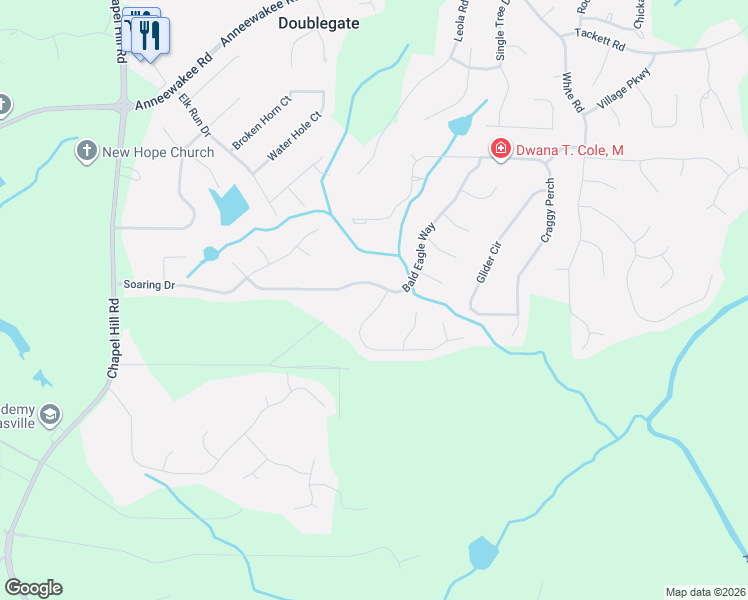 map of restaurants, bars, coffee shops, grocery stores, and more near 4005 Crowned Eagle Way in Douglasville