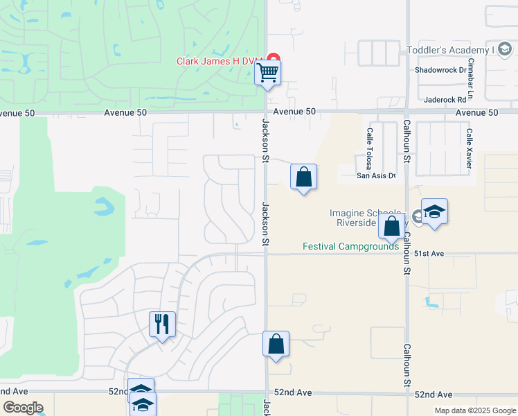 map of restaurants, bars, coffee shops, grocery stores, and more near 50660 Havasu Falls Drive in Indio