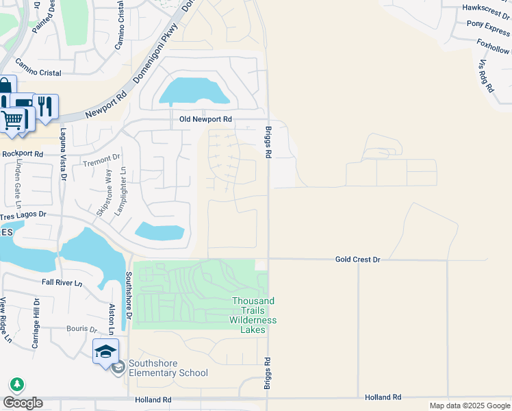 map of restaurants, bars, coffee shops, grocery stores, and more near 30282 Waterline Drive in Menifee