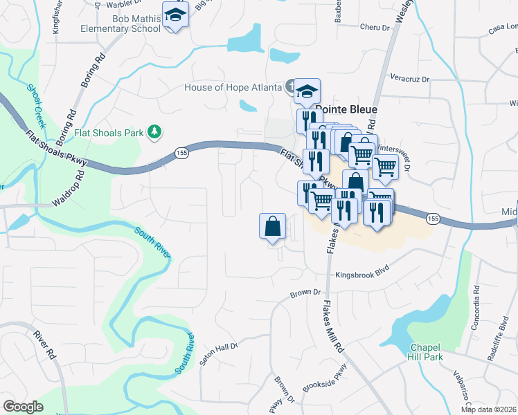 map of restaurants, bars, coffee shops, grocery stores, and more near 3484 Shepherds Path in Decatur