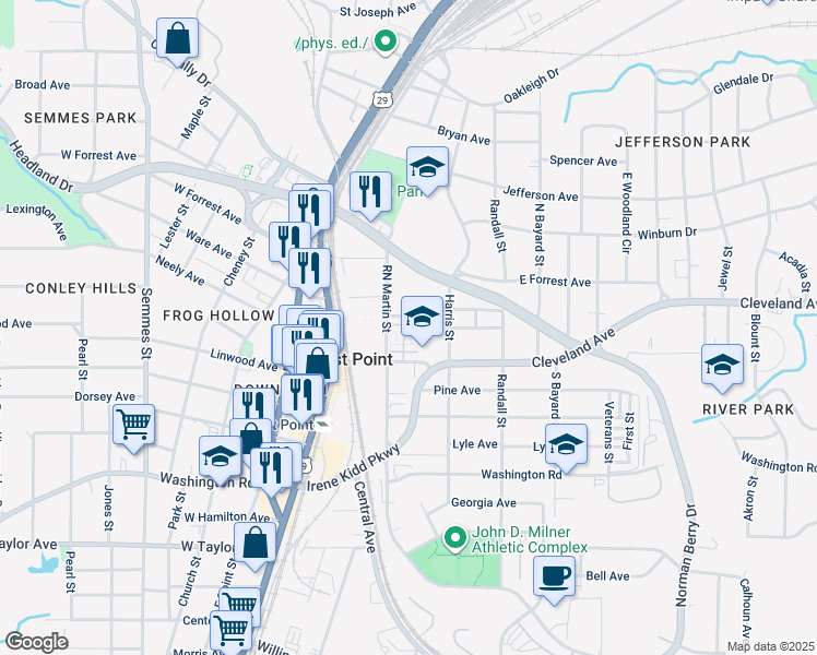map of restaurants, bars, coffee shops, grocery stores, and more near 1454 Fulton Avenue in Atlanta