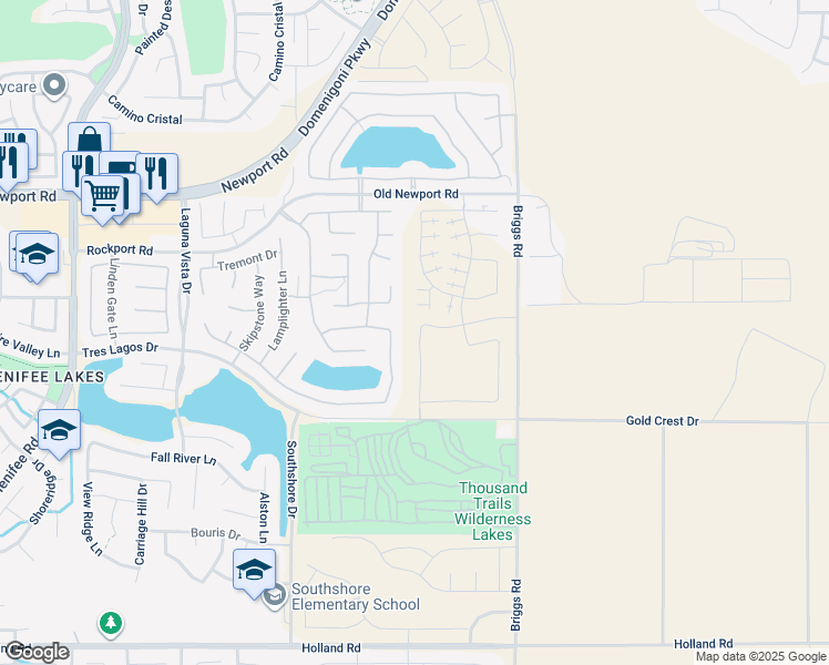 map of restaurants, bars, coffee shops, grocery stores, and more near 29868 Ballast Road in Menifee