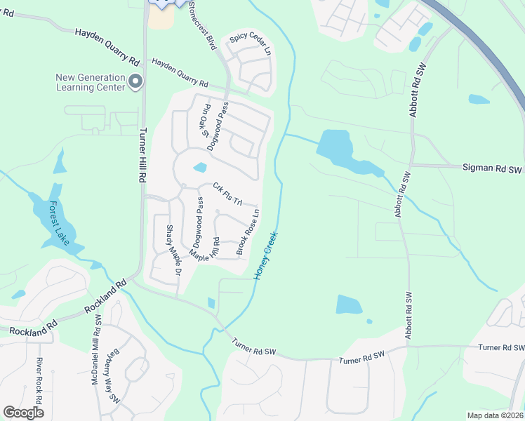 map of restaurants, bars, coffee shops, grocery stores, and more near 7504 Creek Falls Trail in Stonecrest