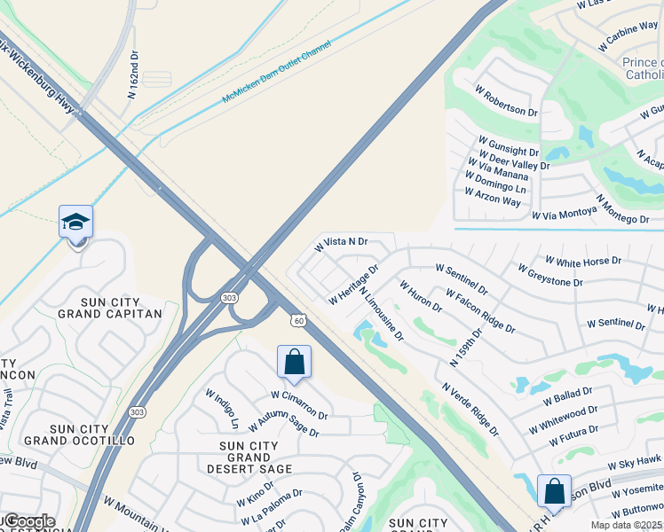 map of restaurants, bars, coffee shops, grocery stores, and more near 21748 North Limousine Drive in Sun City West