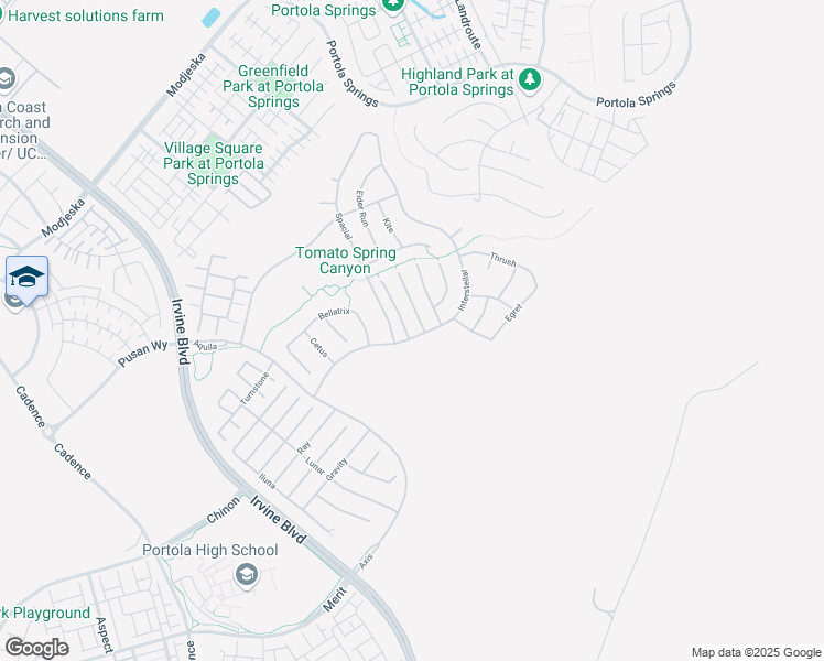 map of restaurants, bars, coffee shops, grocery stores, and more near 71 Einstein Way in Irvine