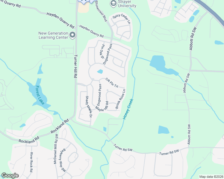 map of restaurants, bars, coffee shops, grocery stores, and more near 3702 Maple Hill Road in Stonecrest