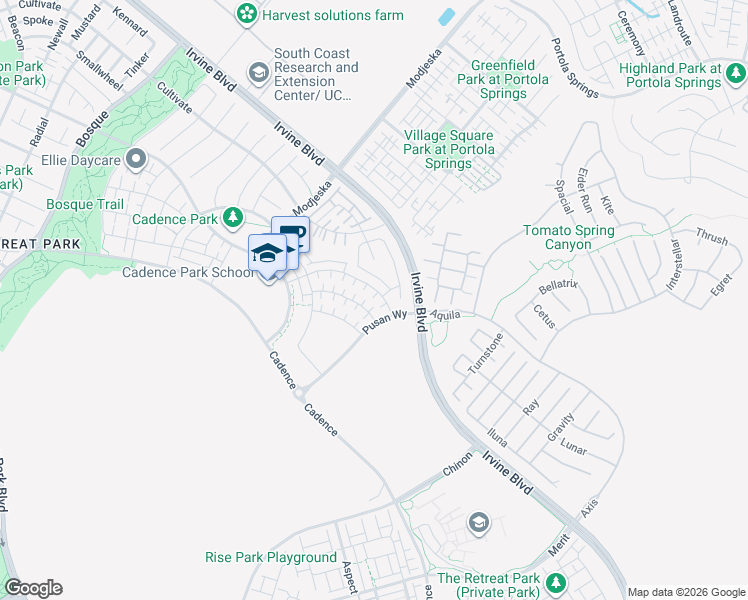 map of restaurants, bars, coffee shops, grocery stores, and more near 196 Episode in Irvine
