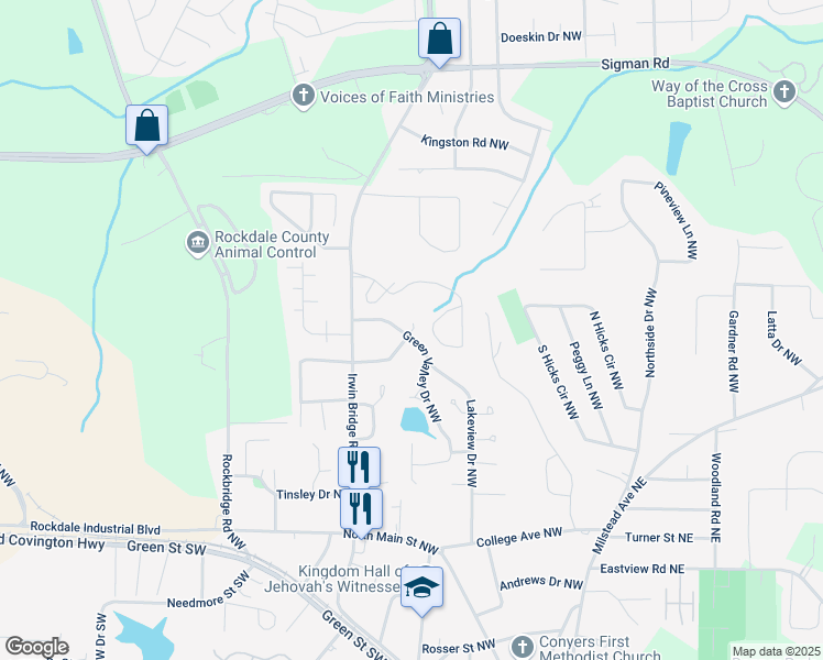 map of restaurants, bars, coffee shops, grocery stores, and more near 1044 Laurel Court in Conyers