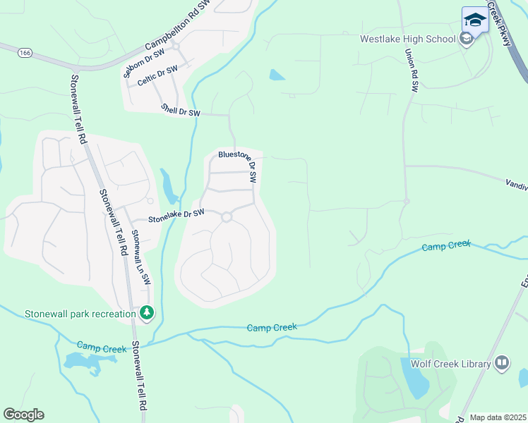 map of restaurants, bars, coffee shops, grocery stores, and more near 2752 Bluestone Drive Southwest in Atlanta