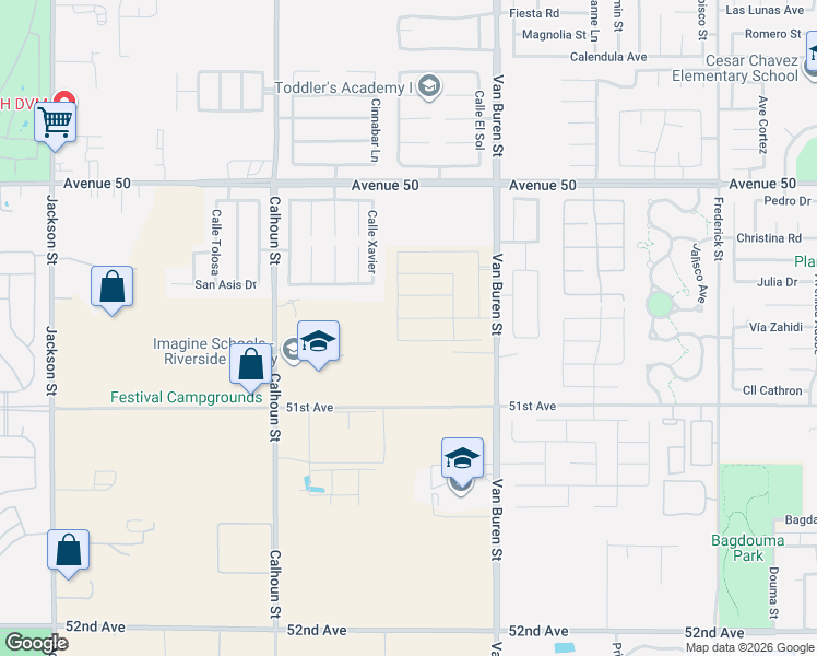 map of restaurants, bars, coffee shops, grocery stores, and more near 83778 Pyramid Ranch Drive in Coachella