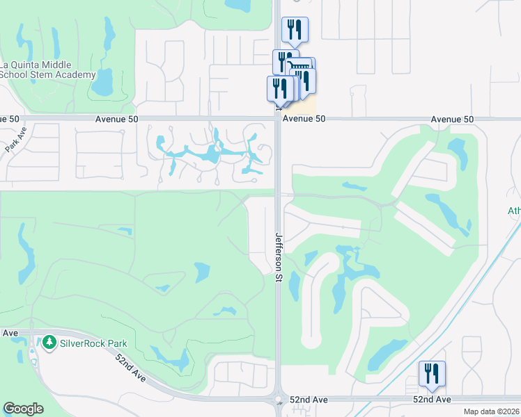 map of restaurants, bars, coffee shops, grocery stores, and more near 50623 Cereza in La Quinta