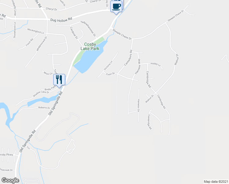 map of restaurants, bars, coffee shops, grocery stores, and more near 6226 Canterbury Road in Pinson