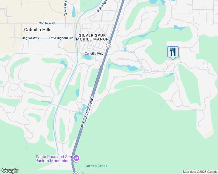 map of restaurants, bars, coffee shops, grocery stores, and more near 534 Mesquite Hill in Palm Desert