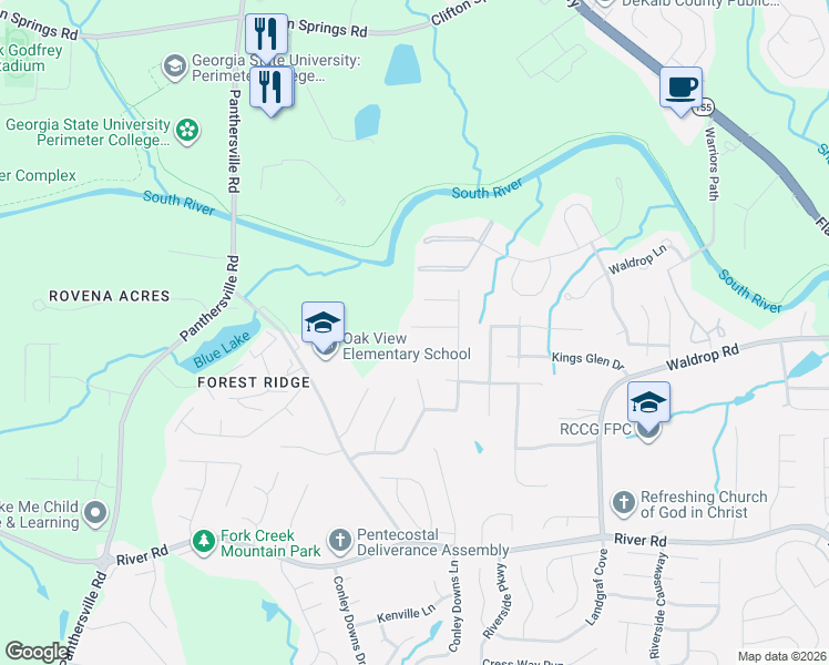 map of restaurants, bars, coffee shops, grocery stores, and more near 3019 White Oak Mews in Decatur