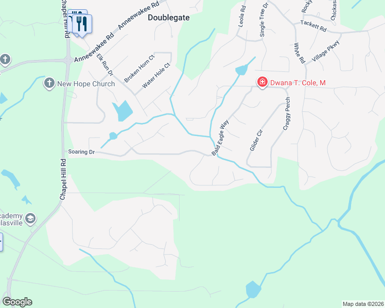 map of restaurants, bars, coffee shops, grocery stores, and more near 4715 Bald Eagle Way in Douglasville