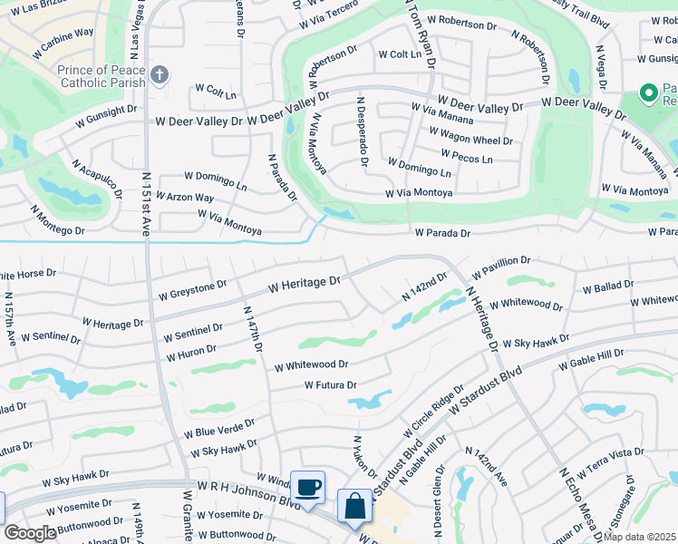 map of restaurants, bars, coffee shops, grocery stores, and more near 14408 West Heritage Drive in Sun City West