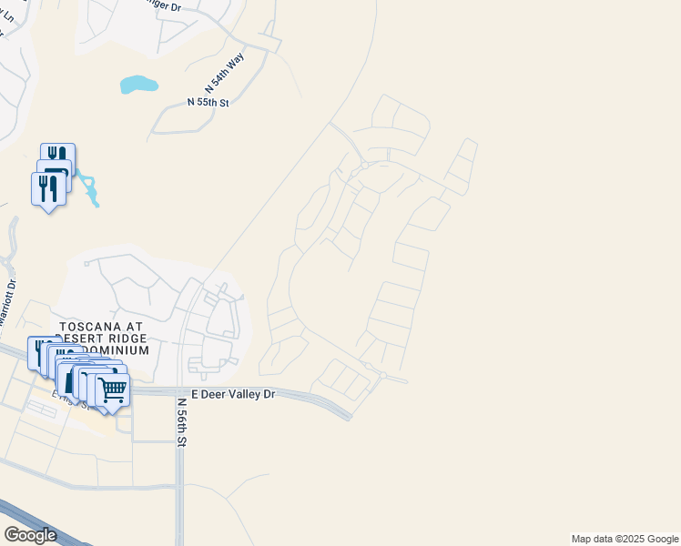 map of restaurants, bars, coffee shops, grocery stores, and more near 21617-21907 North 56th Street in Phoenix
