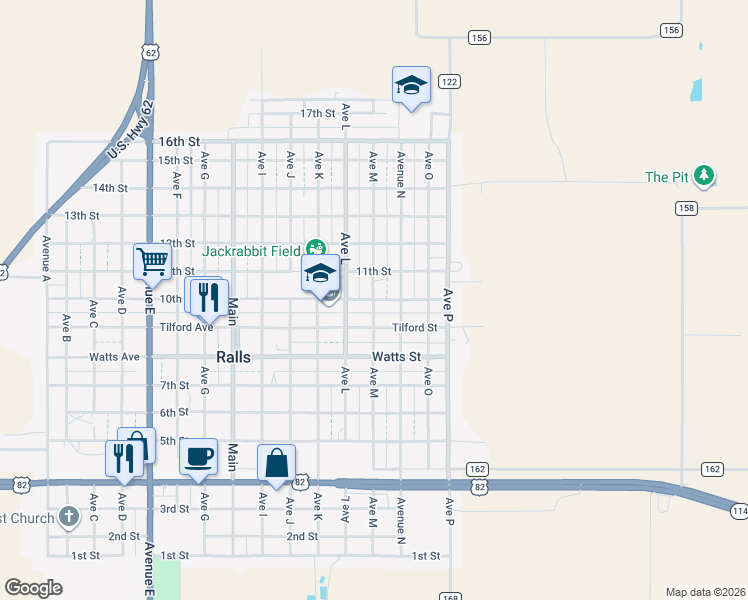 map of restaurants, bars, coffee shops, grocery stores, and more near 1314 10th Street in Ralls