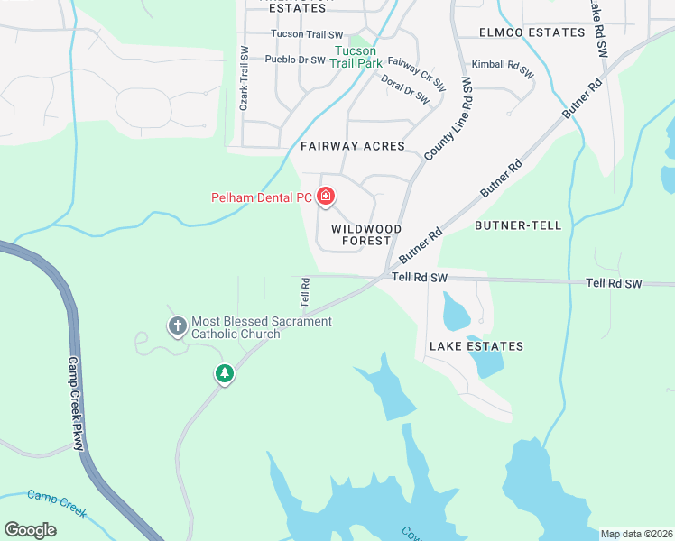 map of restaurants, bars, coffee shops, grocery stores, and more near 4639 Tell Road in Atlanta