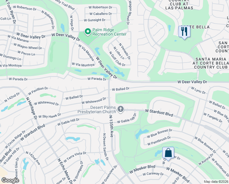 map of restaurants, bars, coffee shops, grocery stores, and more near 13455 West Ballad Drive in Sun City West