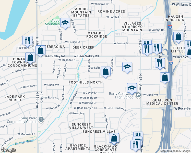map of restaurants, bars, coffee shops, grocery stores, and more near 3048 West Lone Cactus Drive in Phoenix
