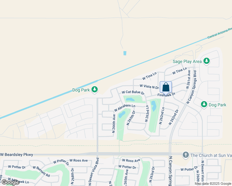 map of restaurants, bars, coffee shops, grocery stores, and more near 21716 North 265th Lane in Buckeye