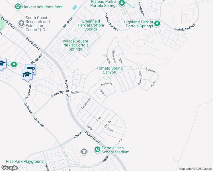 map of restaurants, bars, coffee shops, grocery stores, and more near 59 Claudius Court in Irvine