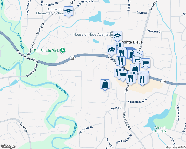map of restaurants, bars, coffee shops, grocery stores, and more near 3575 Hancock View in Decatur