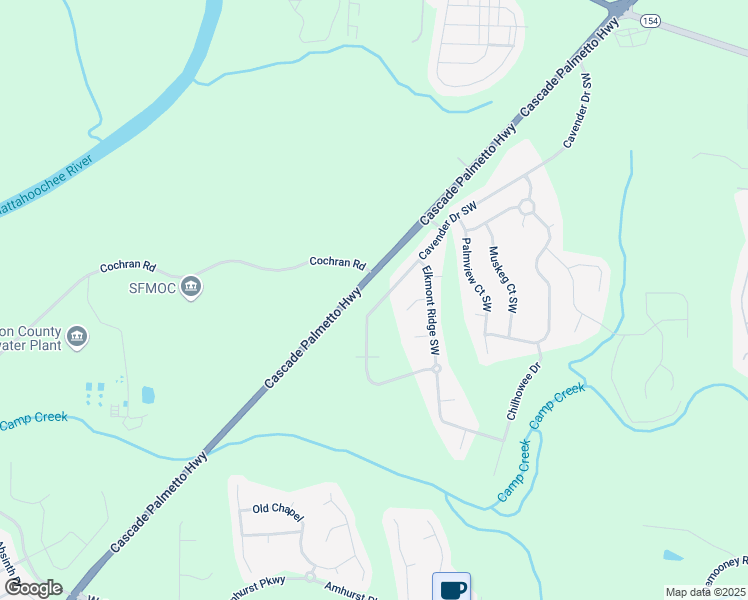 map of restaurants, bars, coffee shops, grocery stores, and more near 7130 Cavender Drive Southwest in Atlanta