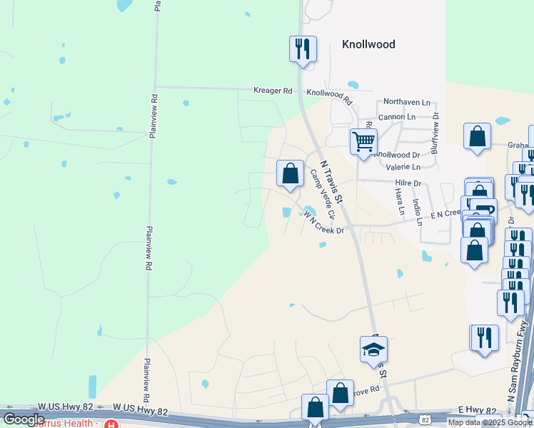 map of restaurants, bars, coffee shops, grocery stores, and more near 4623 Amesbury in Sherman