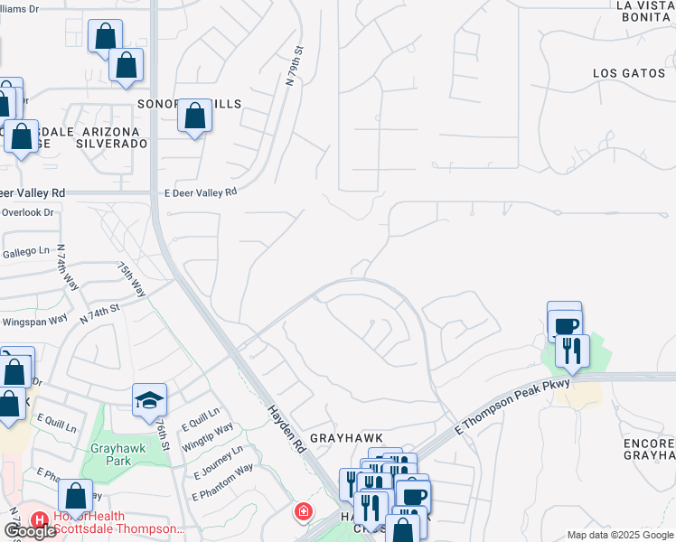 map of restaurants, bars, coffee shops, grocery stores, and more near 8008 East Whistling Wind Way in Scottsdale