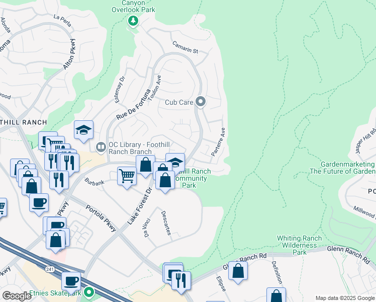 map of restaurants, bars, coffee shops, grocery stores, and more near in Lake Forest