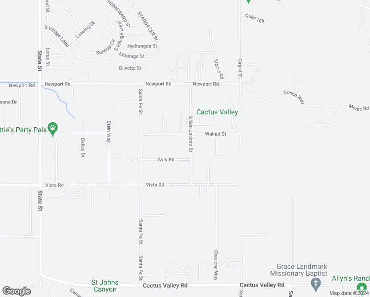 map of restaurants, bars, coffee shops, grocery stores, and more near 30325 South San Jacinto Street in Hemet
