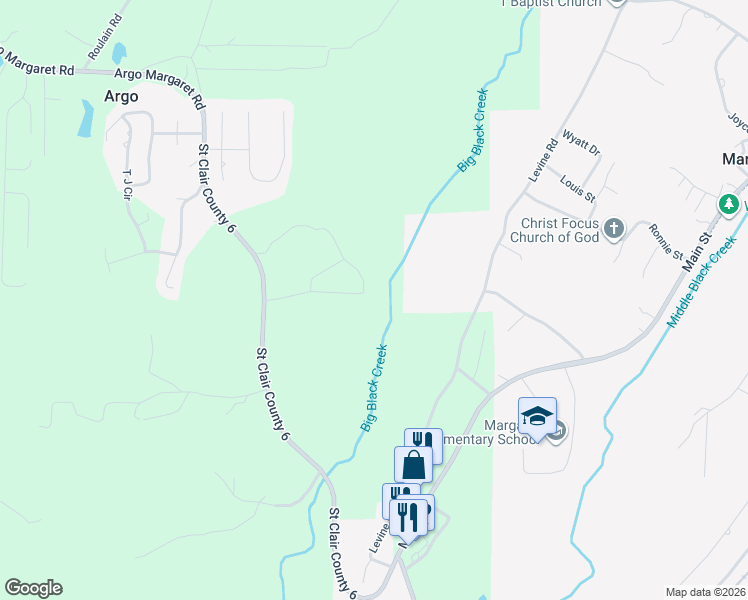 map of restaurants, bars, coffee shops, grocery stores, and more near 210 Deer Creek Drive in Odenville