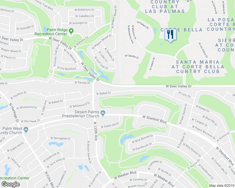 map of restaurants, bars, coffee shops, grocery stores, and more near 13407 West Ballad Drive in Sun City West