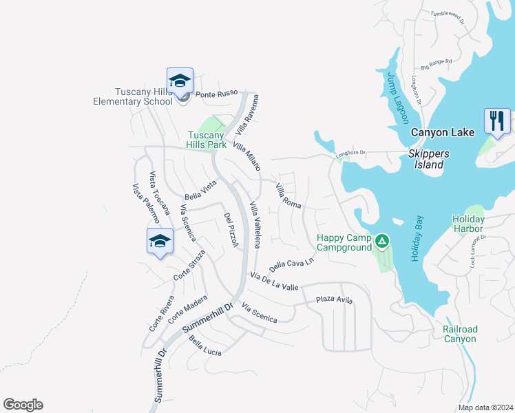 map of restaurants, bars, coffee shops, grocery stores, and more near 47 Villa Valtelena in Lake Elsinore