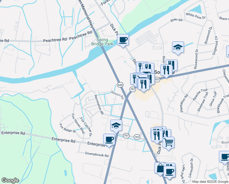map of restaurants, bars, coffee shops, grocery stores, and more near 59 Jamiso Road in Myrtle Beach