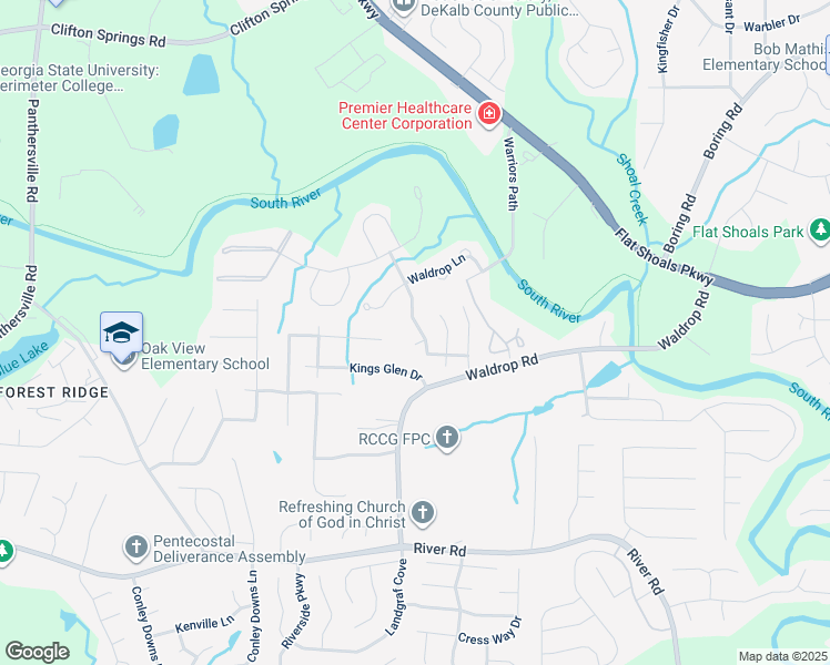map of restaurants, bars, coffee shops, grocery stores, and more near 3187 Kingswood Glen in Decatur