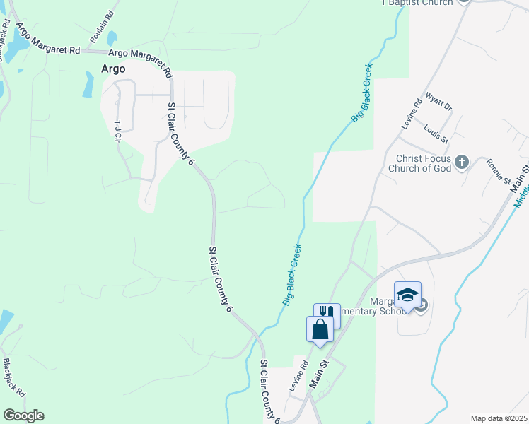 map of restaurants, bars, coffee shops, grocery stores, and more near 120 Deer Creek Drive in Odenville
