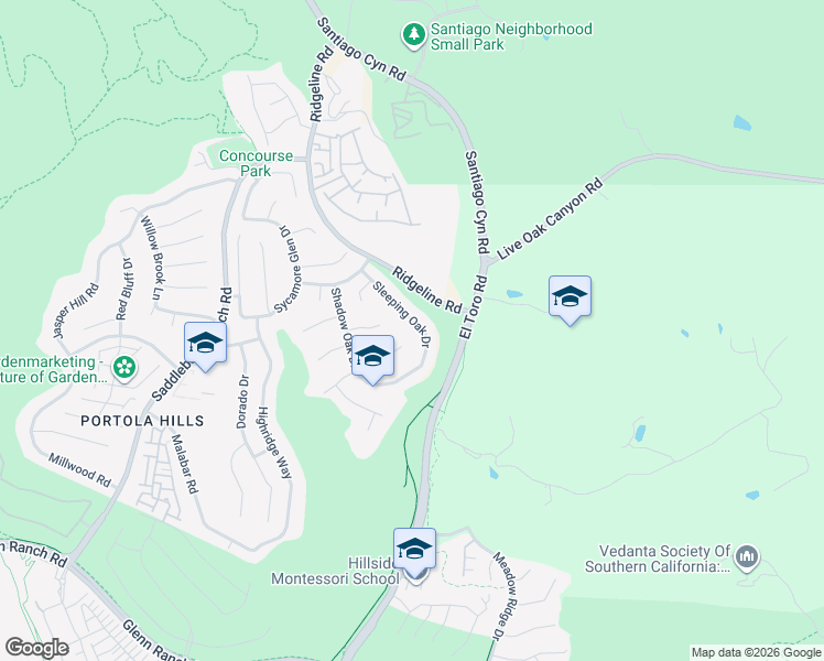 map of restaurants, bars, coffee shops, grocery stores, and more near 19331 Sleeping Oak Drive in Trabuco Canyon