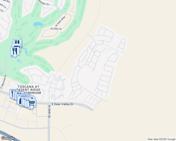 map of restaurants, bars, coffee shops, grocery stores, and more near 21617-21907 North 56th Street in Phoenix