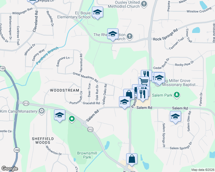 map of restaurants, bars, coffee shops, grocery stores, and more near 5099 Great Meadows Road in Stonecrest