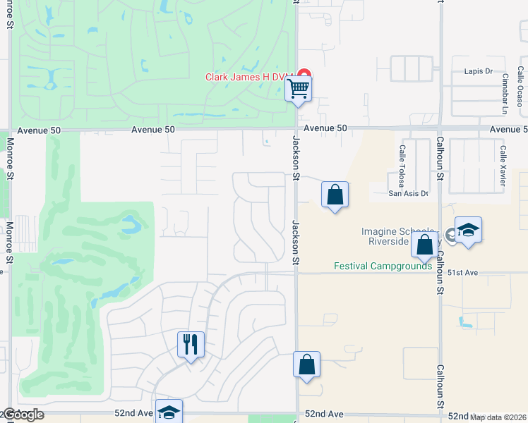 map of restaurants, bars, coffee shops, grocery stores, and more near 50565 Monterey Canyon Dr in Indio