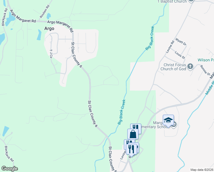 map of restaurants, bars, coffee shops, grocery stores, and more near 120 Deer Creek Drive in Odenville