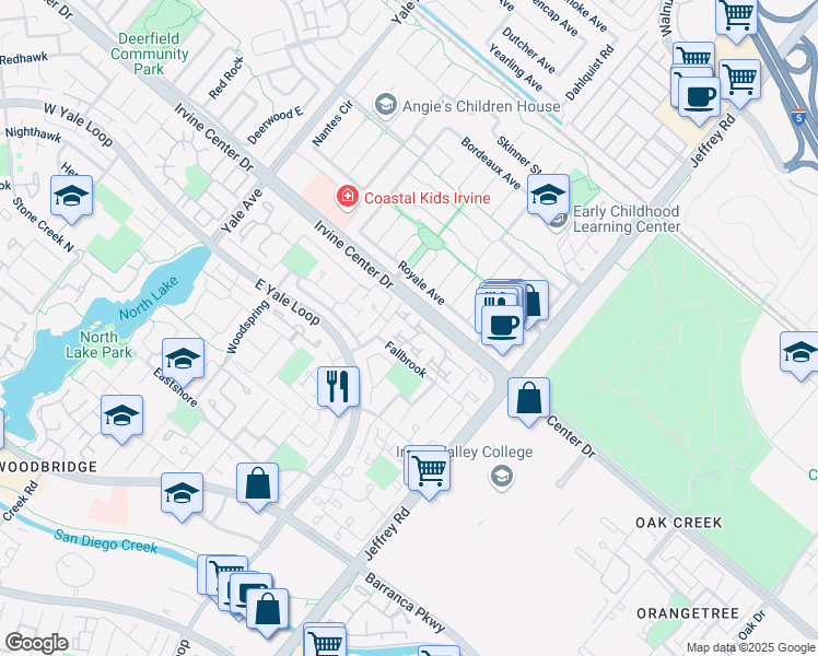 map of restaurants, bars, coffee shops, grocery stores, and more near 31 Ashbrook in Irvine