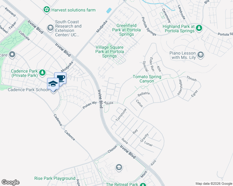 map of restaurants, bars, coffee shops, grocery stores, and more near 78 Swift in Irvine