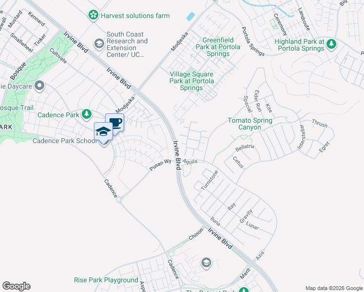 map of restaurants, bars, coffee shops, grocery stores, and more near 54 Swift in Irvine