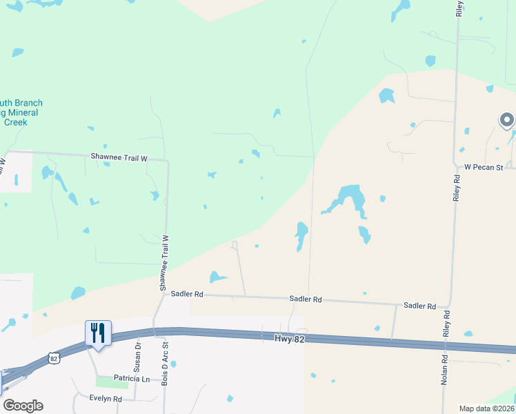 map of restaurants, bars, coffee shops, grocery stores, and more near 299 Sadler Road in Whitesboro