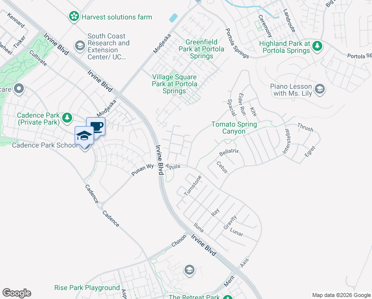 map of restaurants, bars, coffee shops, grocery stores, and more near 78 Swift in Irvine